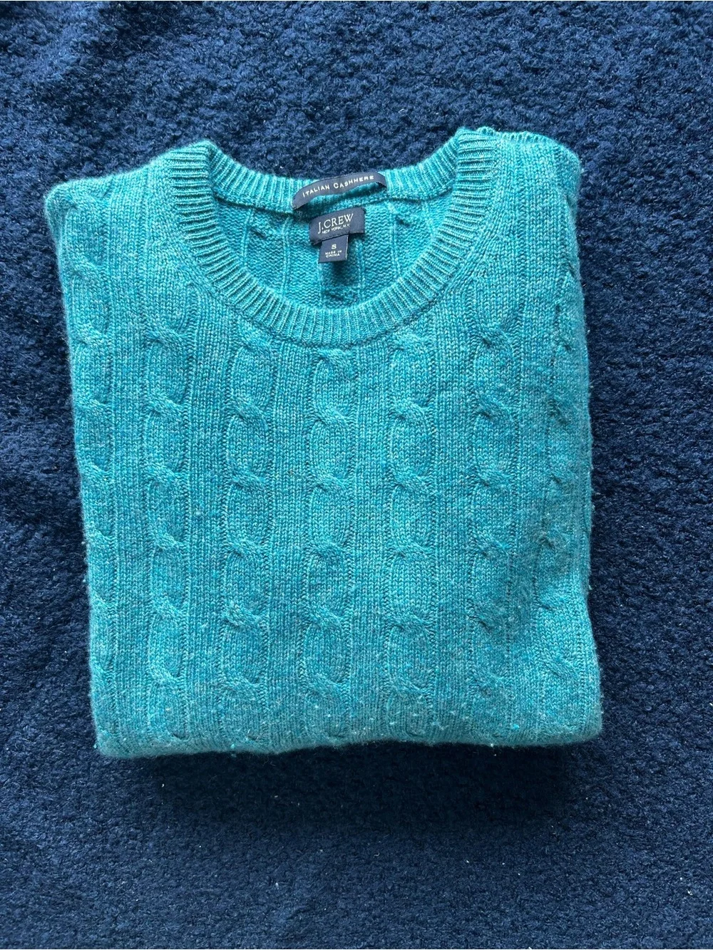 J. Crew Teal Cable-Knit Crewneck Sweater